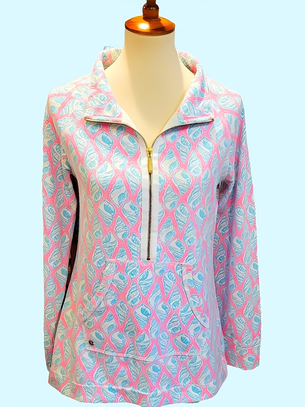 Lilly Pulitzer Skipper Popover 1/2 ZIP "Little Tipsy Conch" Med RARE Collectible